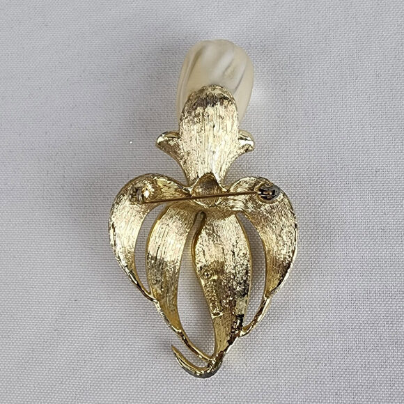 Vintage Gold Tone Oversize Flower Brooch - Picture 3 of 5